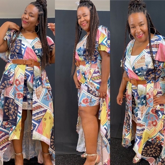 🛍️ L’ATISTE Patchwork High-Low Dress - (NWT) Boutique - Picture 1 of 1